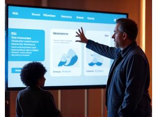 A confident tech entrepreneur presenting a new wellness application on a large screen to a diverse, engaged audience at an Austin innovation hub.